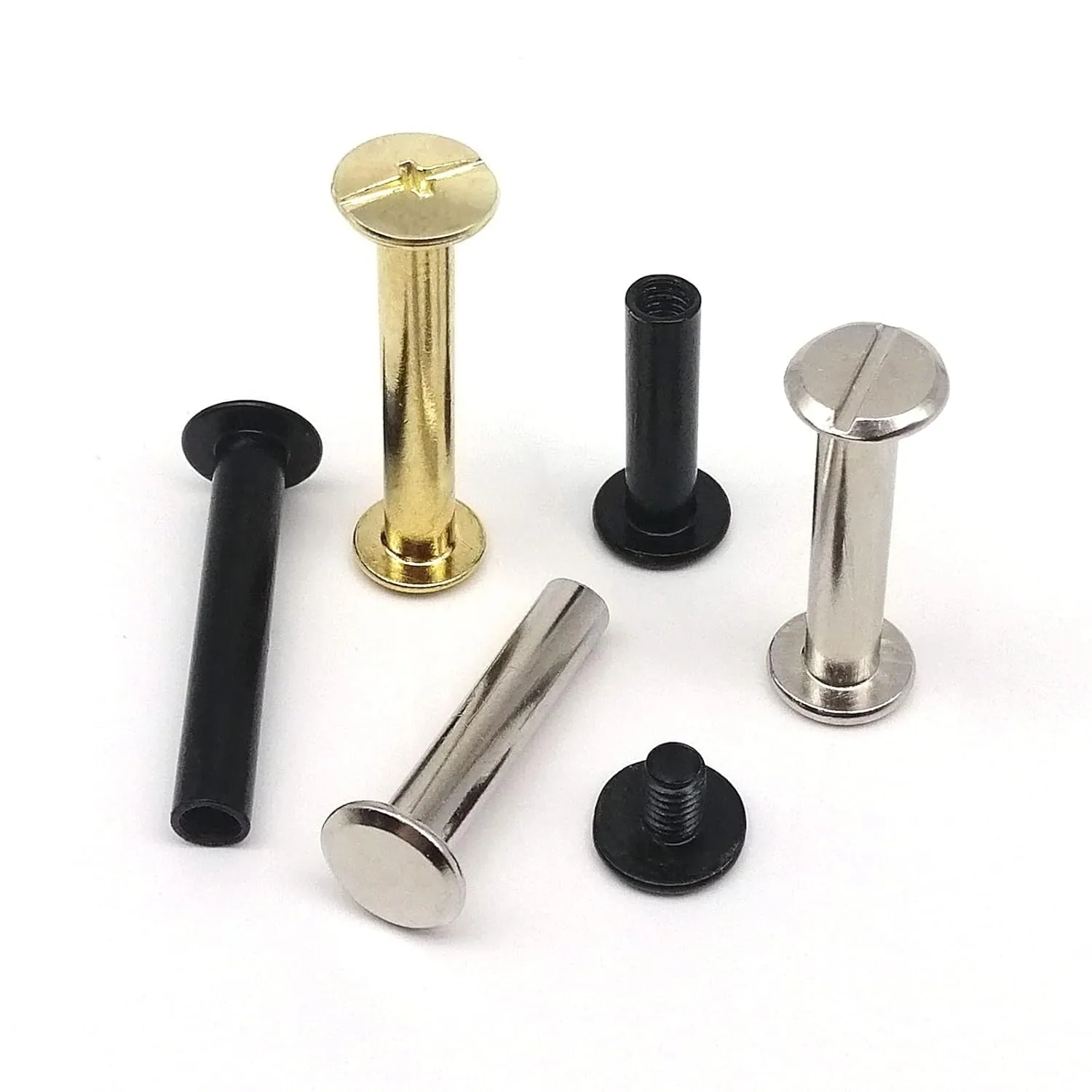10/20/30pcs M5x4-50mm Leather Bag Belt Strap Photo Scrapbook Album Account Book Post Binding Chicago Screw Nail Rivet Bolt - (Size: 10pcs 5x50mm, Color: golden)