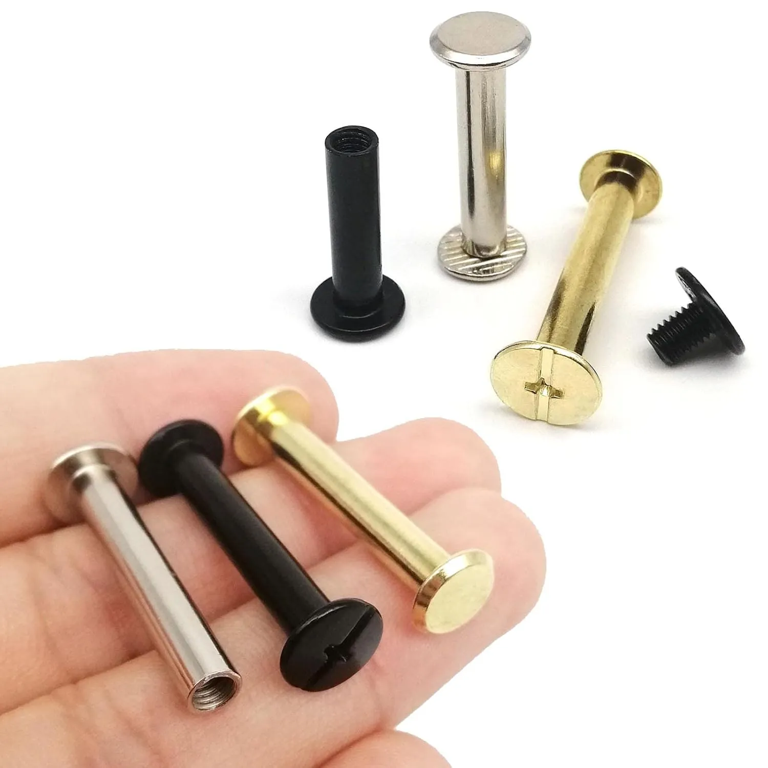 10/20/30pcs M5x4-50mm Leather Bag Belt Strap Photo Scrapbook Album Account Book Post Binding Chicago Screw Nail Rivet Bolt - (Size: 10pcs 5x50mm, Color: golden)