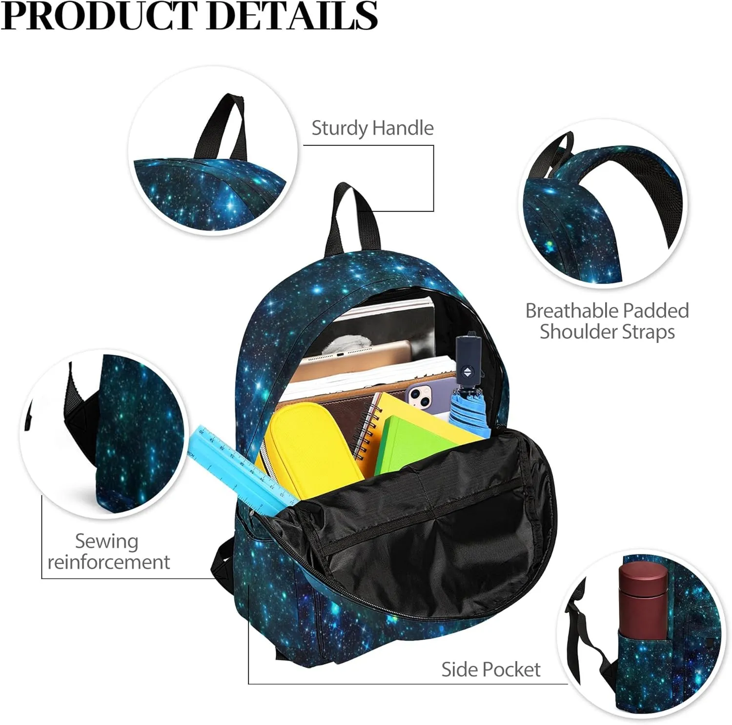 3PCS Boys Galaxy Backpack, Bookbag for Kids Boys with Lunch Box, 17 Inch Galaxy Teens School Bag Set, Laptop Backpack for Mens School/Daypack
