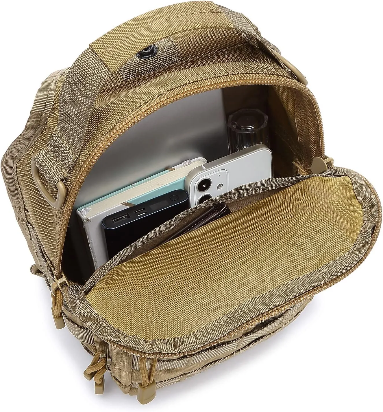 ATBP Small Tactical Sling Backpack Bag Pack for Men Military Shoulder Bag Molle Crossbody Bag for Hiking 6 Liters