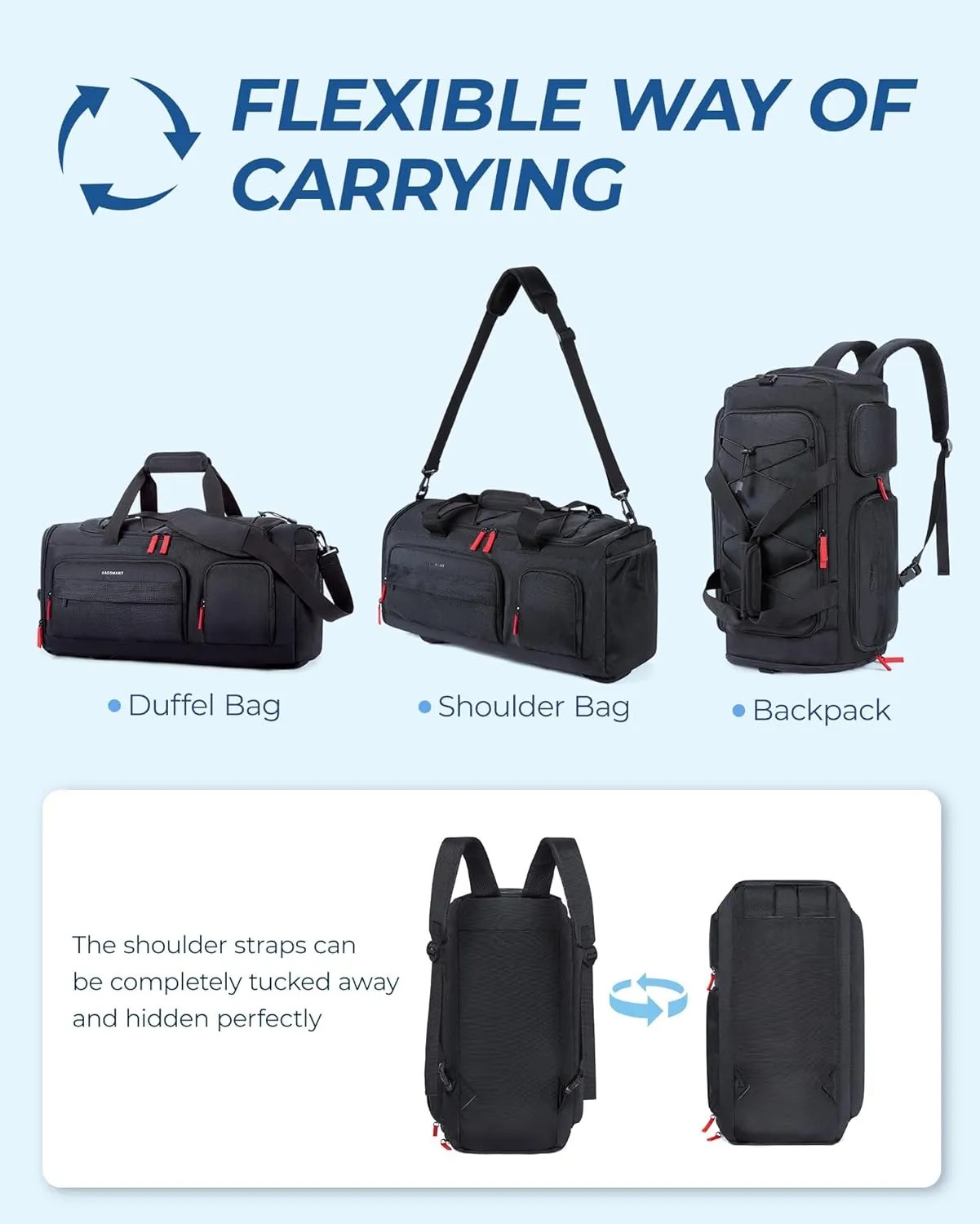 BAGSMART Gym Bag for Men&Women, 35L Sports Travel Duffel Bag with Shoe Laptop CompartmentAnti-Theft Carry On Weekender Bag for Airplane,Workout Overnight Backpack for Hiking,Khaki