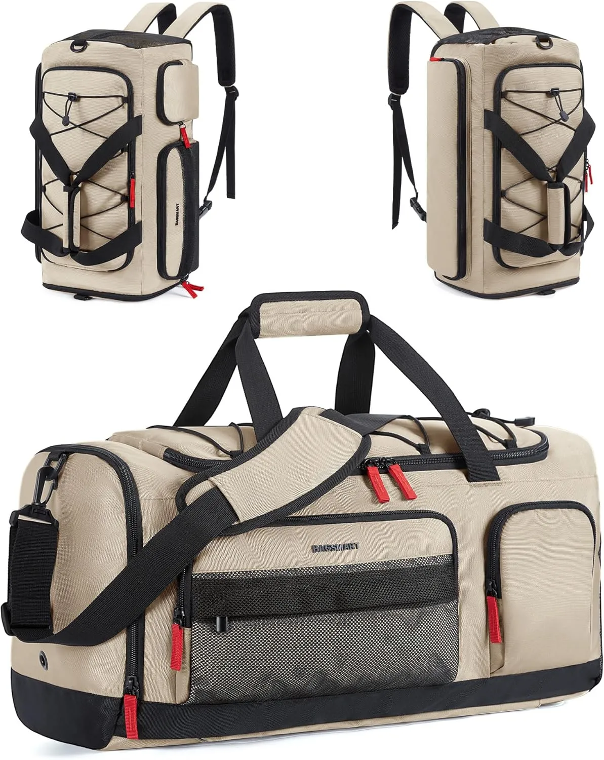 BAGSMART Gym Bag for Men&Women, 35L Sports Travel Duffel Bag with Shoe Laptop CompartmentAnti-Theft Carry On Weekender Bag for Airplane,Workout Overnight Backpack for Hiking,Khaki