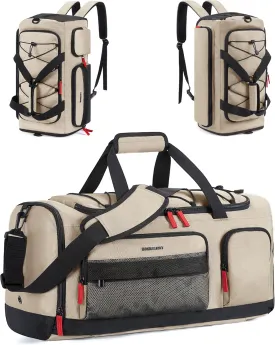BAGSMART Gym Bag for Men&Women, 35L Sports Travel Duffel Bag with Shoe Laptop CompartmentAnti-Theft Carry On Weekender Bag for Airplane,Workout Overnight Backpack for Hiking,Khaki