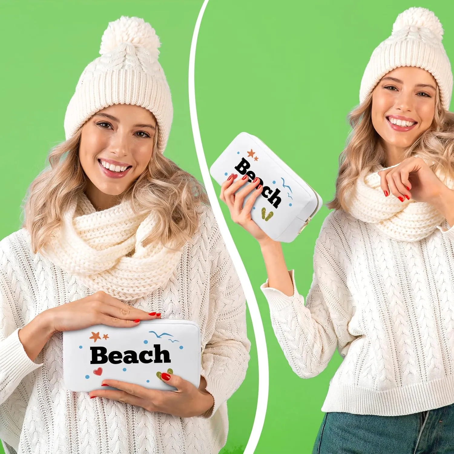 Beach Lovers Makeup Bags Beach Vacation Gifts for Women Sister Girls Best Friend Summer Trip Cosmetic Bags Girls Weekend Wedding Christmas Birthday Presents for Sea Lover Travel Zipper Pouch