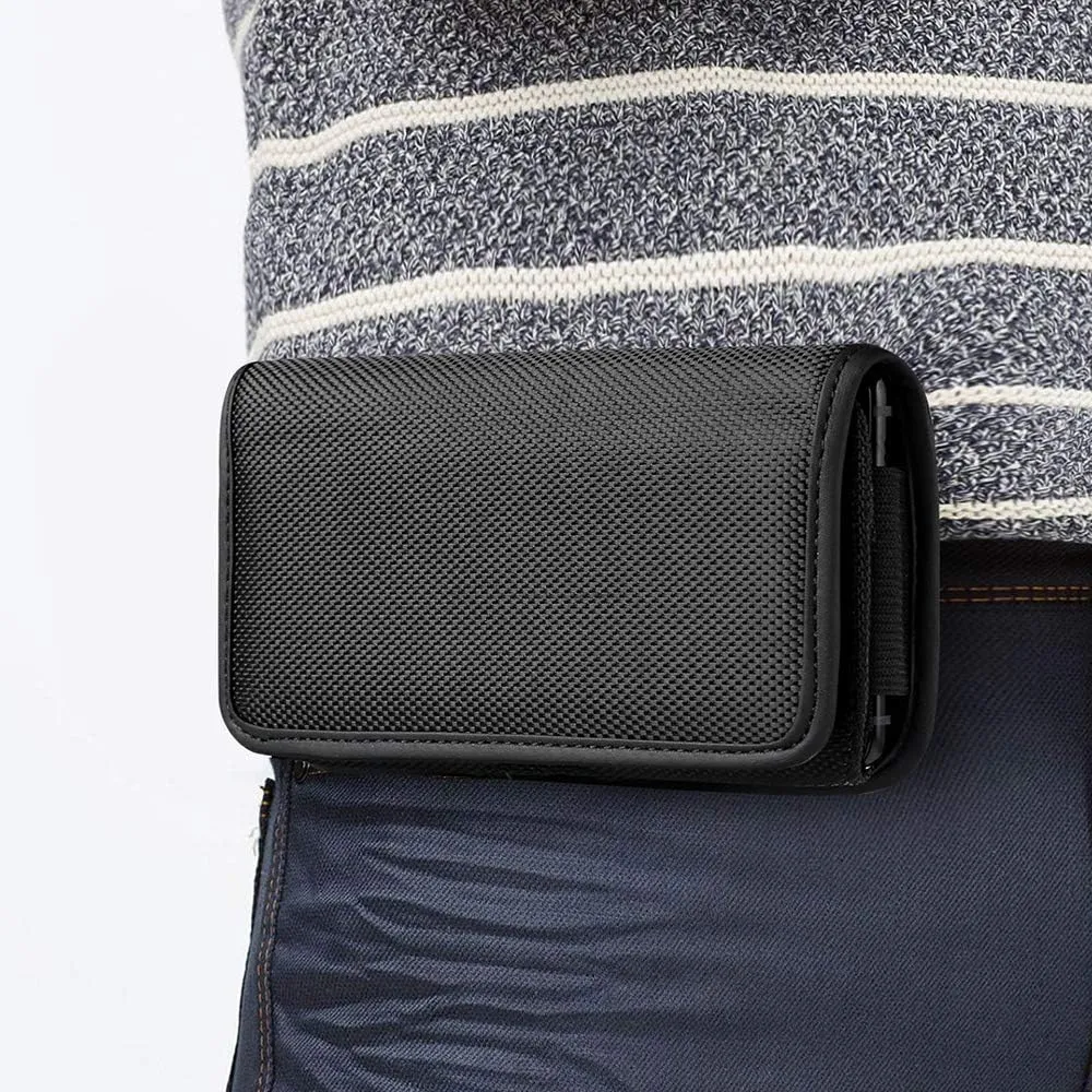 Belt Holster Pouch for Archos Core 50 5''/ Sense 55S 5.5'' Rugged Canvas Tactical Case Phone Holder with Belt Clip Loops