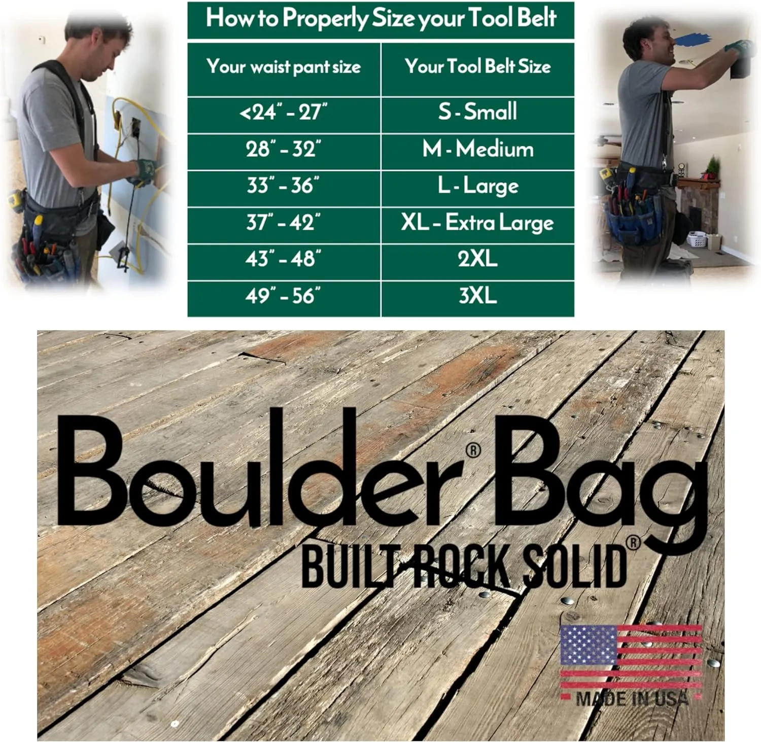 BOULDER BAG Ultimate Electrician's MAX Combo with Comfort Back Support Tool Belt, Quick Release Buckle, Heavy Duty Work Belt, Green (Large 33-36 Inch Waist), Tool Belt Made in USA