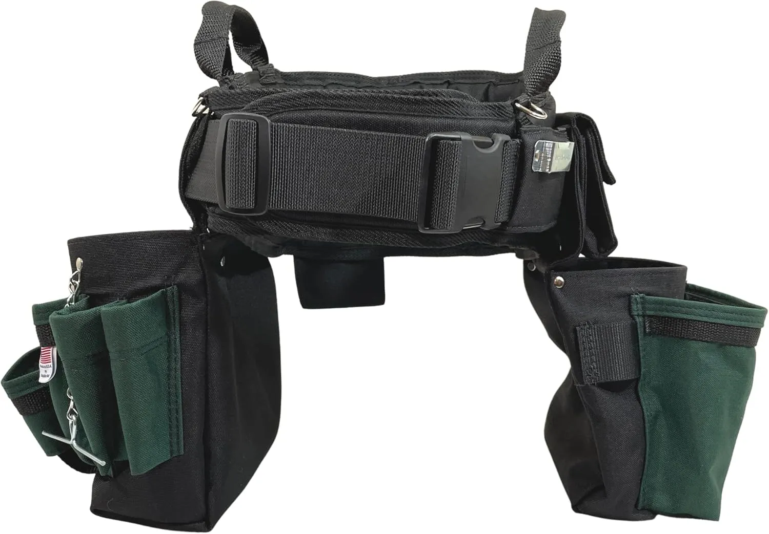 BOULDER BAG Ultimate Electrician's MAX Combo with Comfort Back Support Tool Belt, Quick Release Buckle, Heavy Duty Work Belt, Green (Large 33-36 Inch Waist), Tool Belt Made in USA