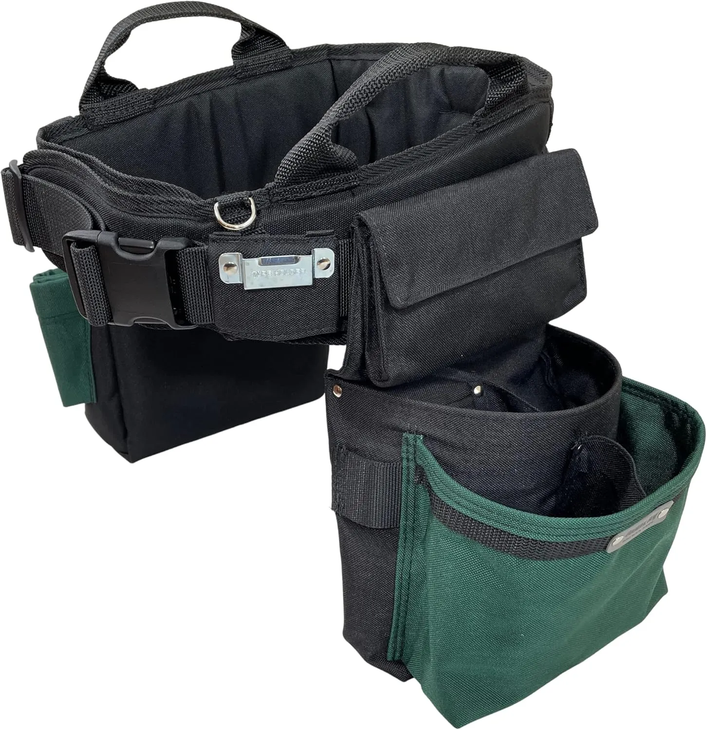 BOULDER BAG Ultimate Electrician's MAX Combo with Comfort Back Support Tool Belt, Quick Release Buckle, Heavy Duty Work Belt, Green (Large 33-36 Inch Waist), Tool Belt Made in USA