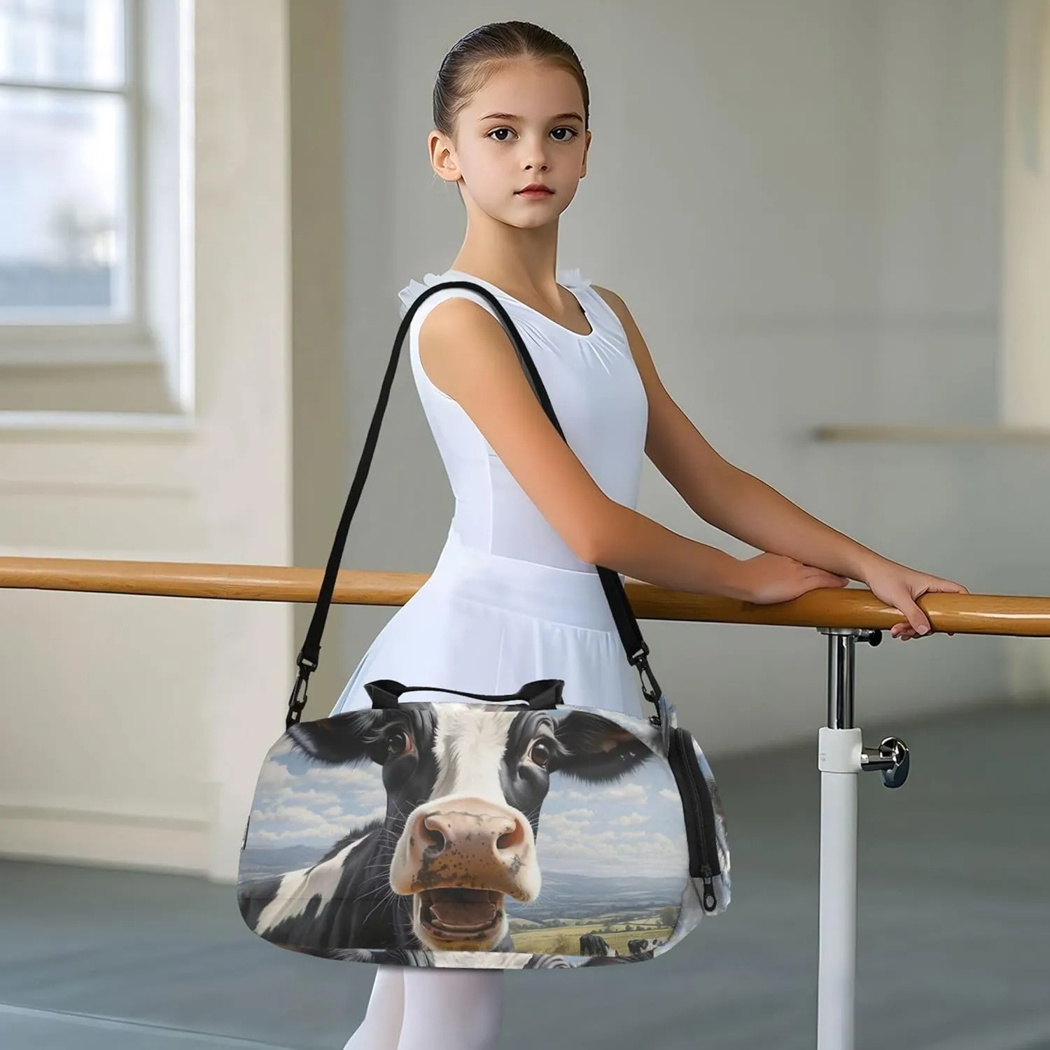 Boys Carry on Duffel Toddler Weekender Bags Girls Duffle Bags Travel Tote Sports Dance Bag Curious Cow Portrait