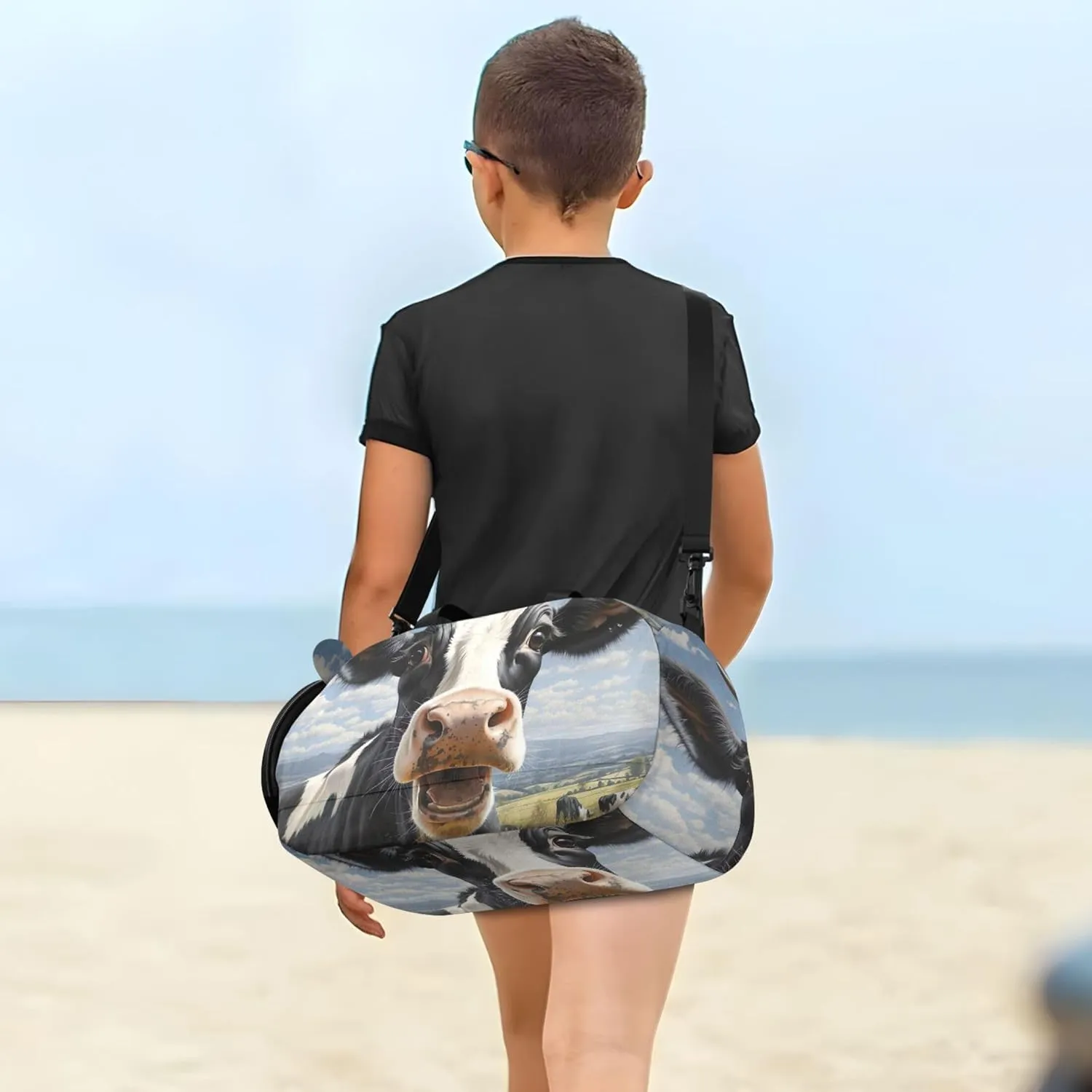 Boys Carry on Duffel Toddler Weekender Bags Girls Duffle Bags Travel Tote Sports Dance Bag Curious Cow Portrait