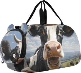 Boys Carry on Duffel Toddler Weekender Bags Girls Duffle Bags Travel Tote Sports Dance Bag Curious Cow Portrait