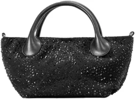 Canvas Rhinestone Women Tote Bag For Work Dumpling Pouch Bag Top Handle Satchel Bag Large Shoulder Handbag And Purse
