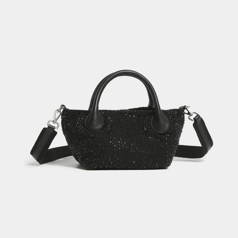 Canvas Rhinestone Women Tote Bag For Work Dumpling Pouch Bag Top Handle Satchel Bag Large Shoulder Handbag And Purse