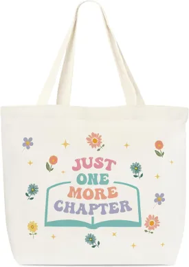 Canvas Tote Bag, Book Tote Bag, Book Lover Gift, Just One More Chapter Tote, Library Tote Bag, Reusable Grocery Shopping Bag, Library Shoulder Bag For Reader Bookish Women Friend Bookworm A(10)