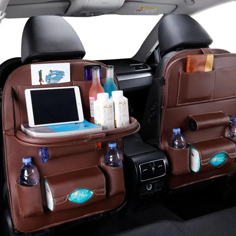 Car Seat Back Organizer with Foldable Table Tray