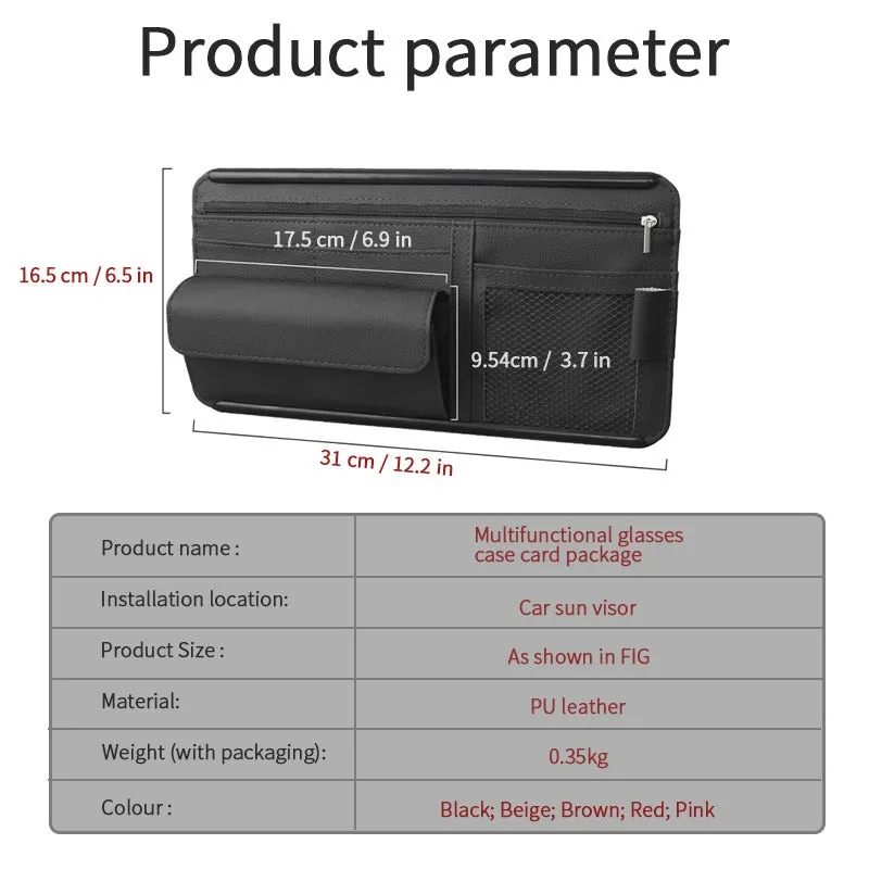 Car Sunshade Storage Bag Interior Auto Sun Visor for Glasses Card Pen