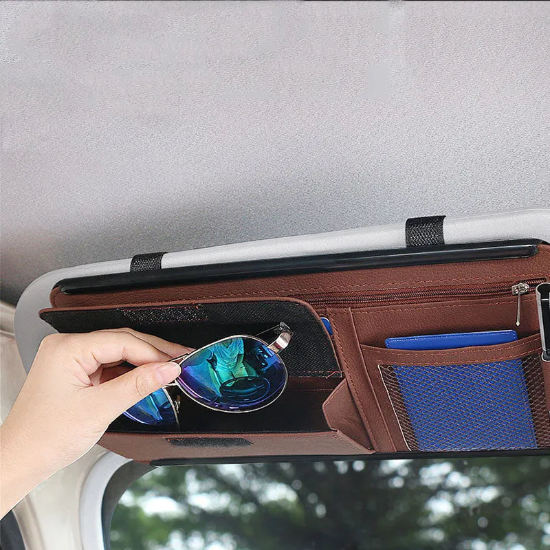 Car Sunshade Storage Bag Interior Auto Sun Visor for Glasses Card Pen
