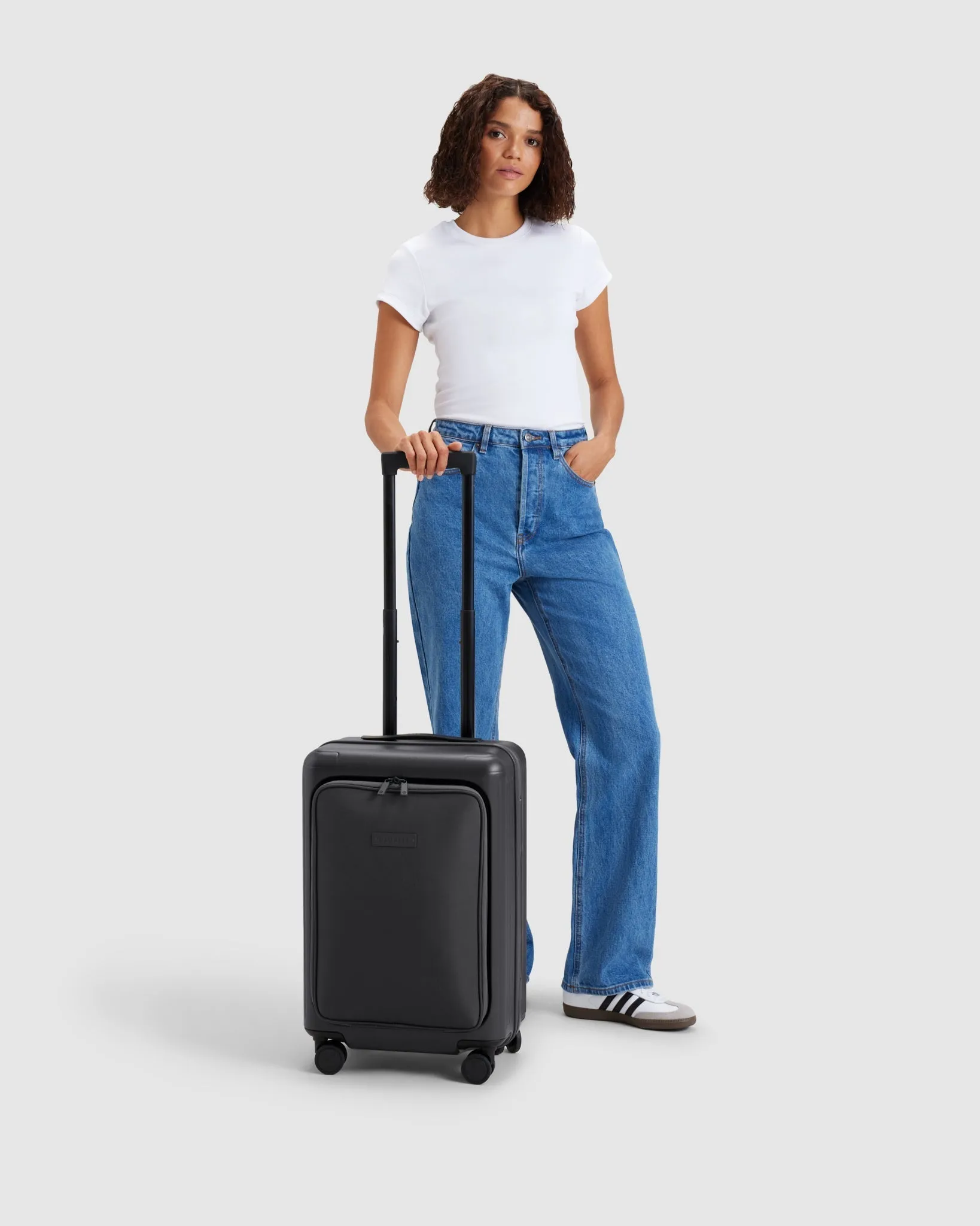 Carry On Suitcase with Laptop Compartment - Caviar