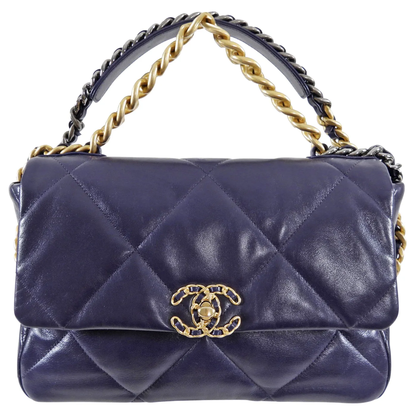 Chanel 19 Large Purple Quilted Leather Flap Bag