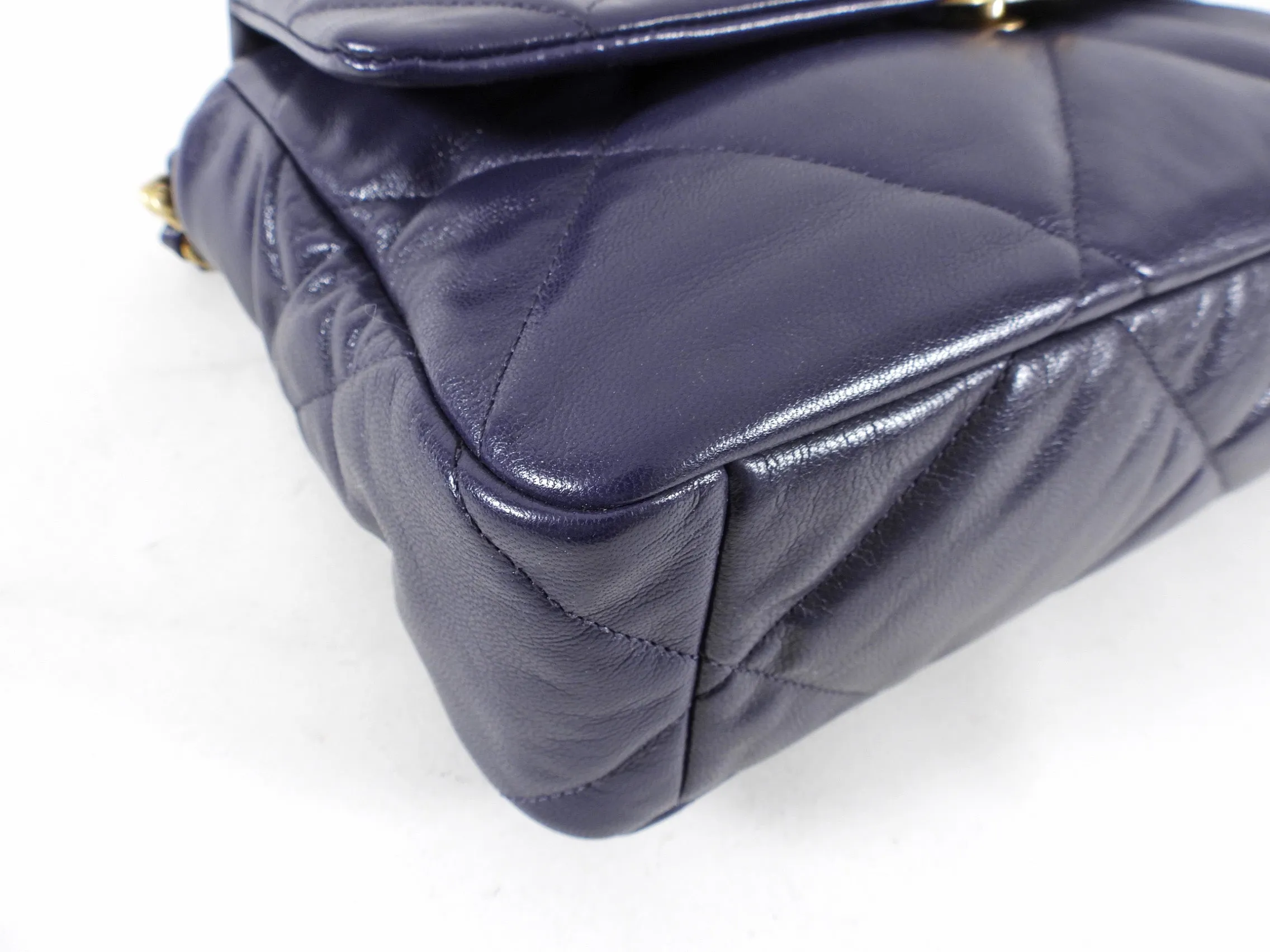 Chanel 19 Large Purple Quilted Leather Flap Bag