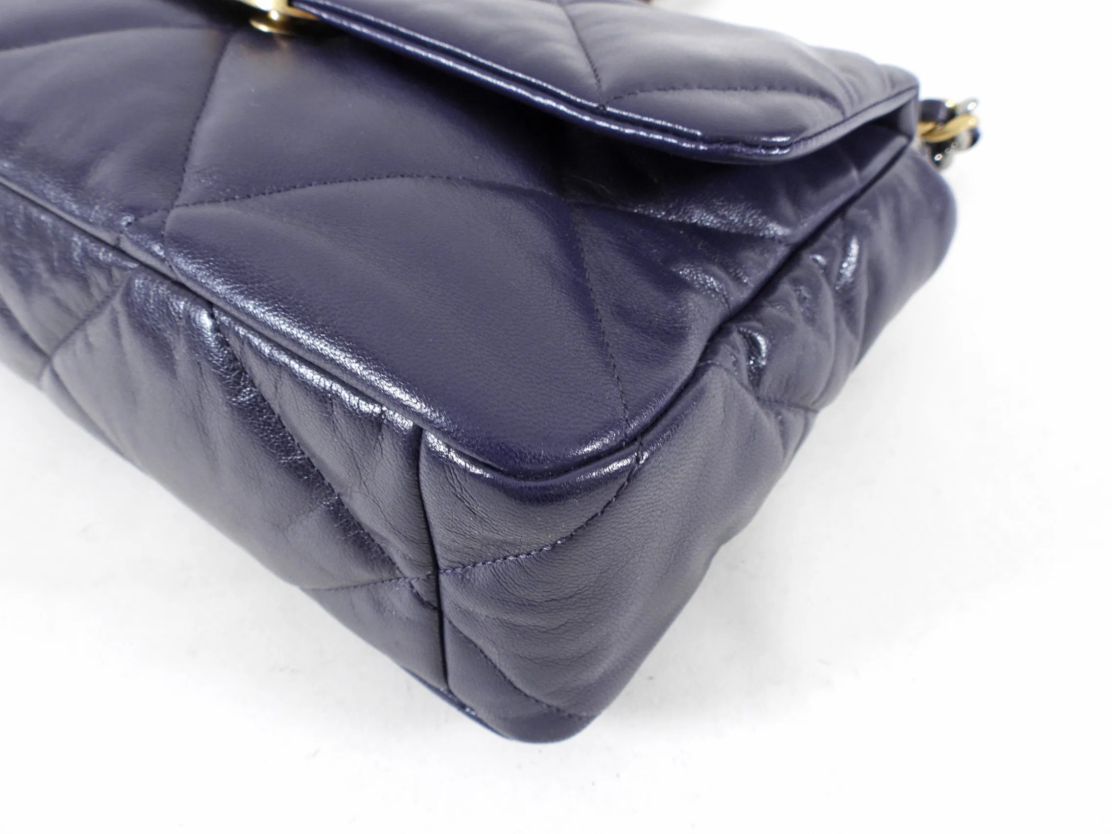Chanel 19 Large Purple Quilted Leather Flap Bag
