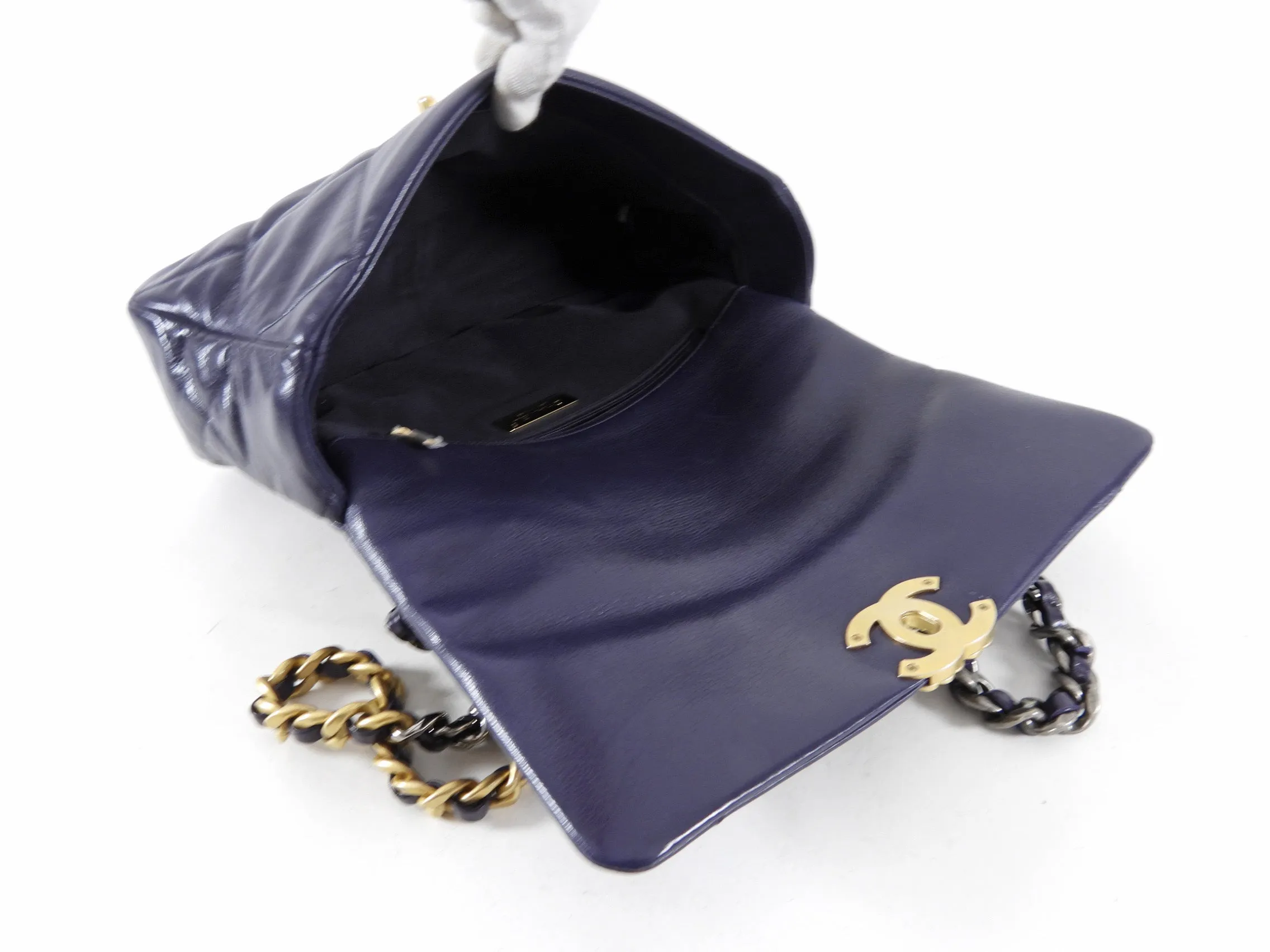 Chanel 19 Large Purple Quilted Leather Flap Bag