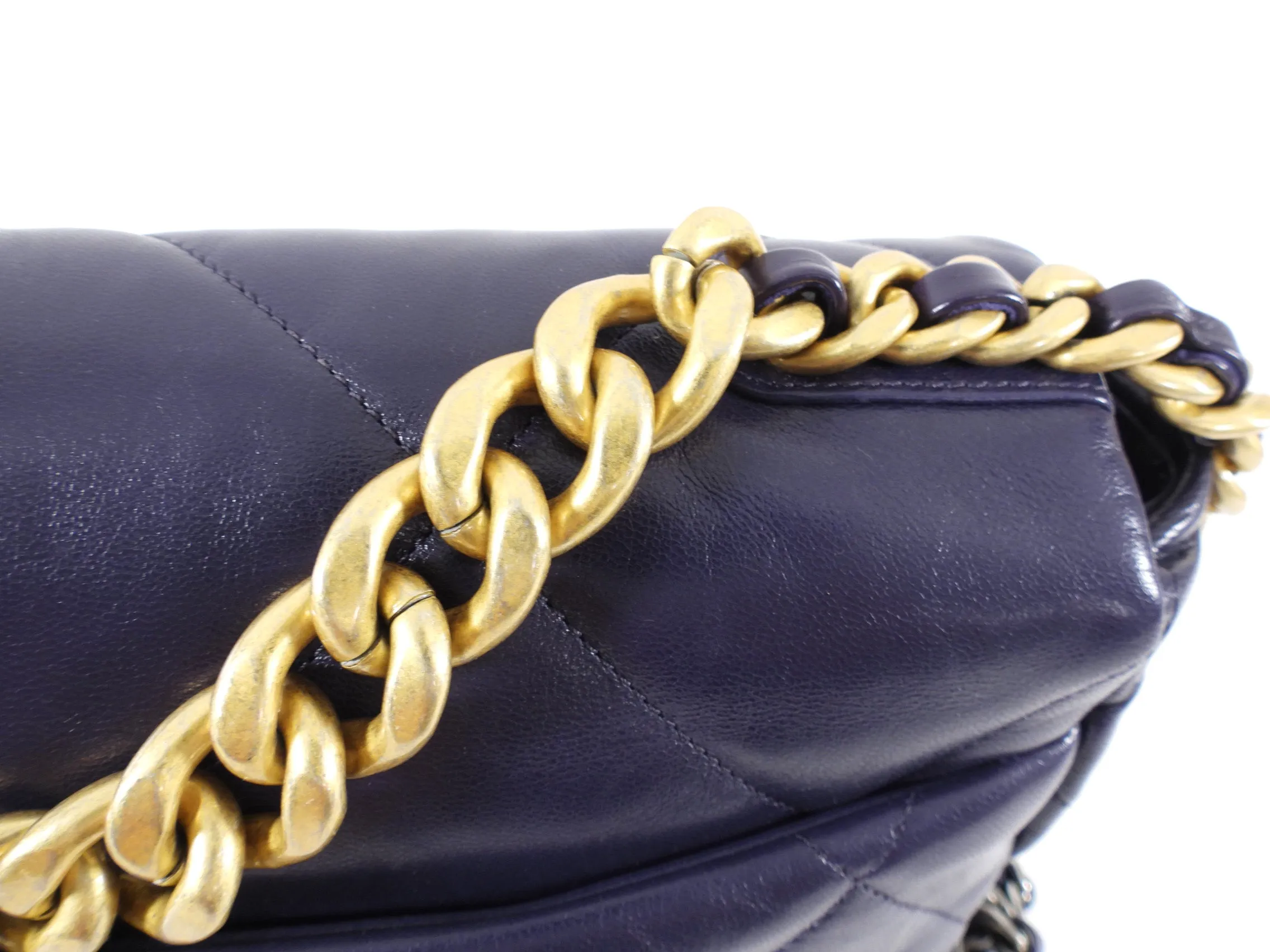 Chanel 19 Large Purple Quilted Leather Flap Bag