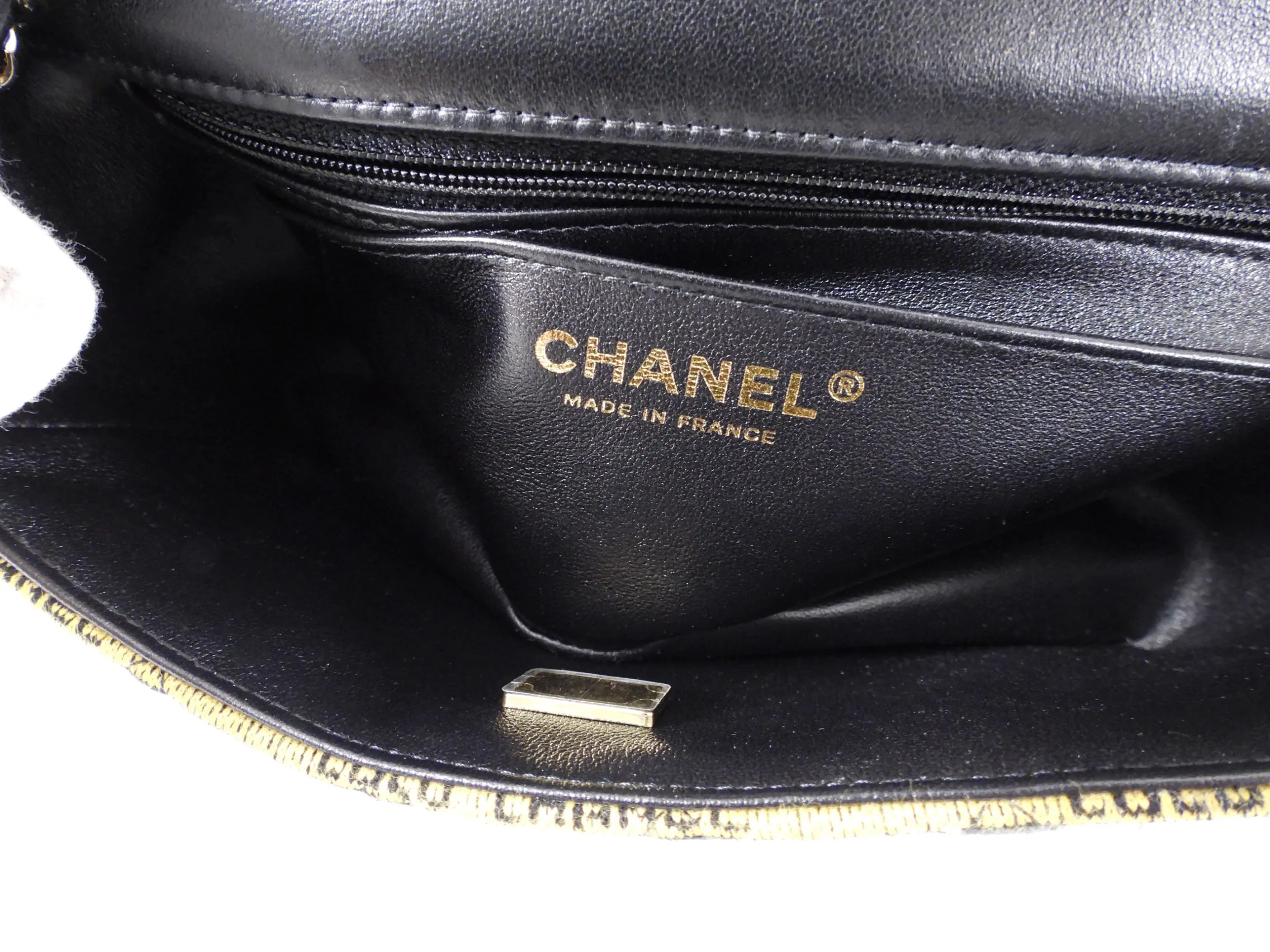 Chanel 22S Jersey Logo Mini Stripe Classic Flap Bag