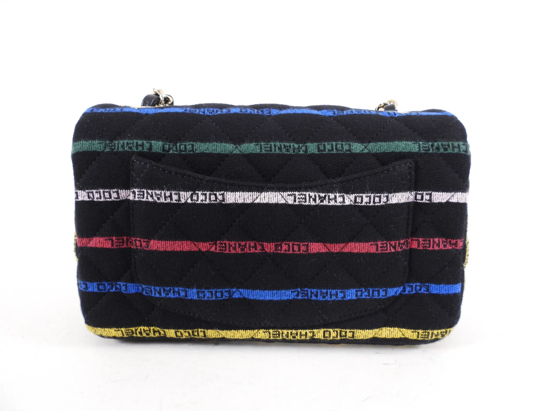 Chanel 22S Jersey Logo Mini Stripe Classic Flap Bag