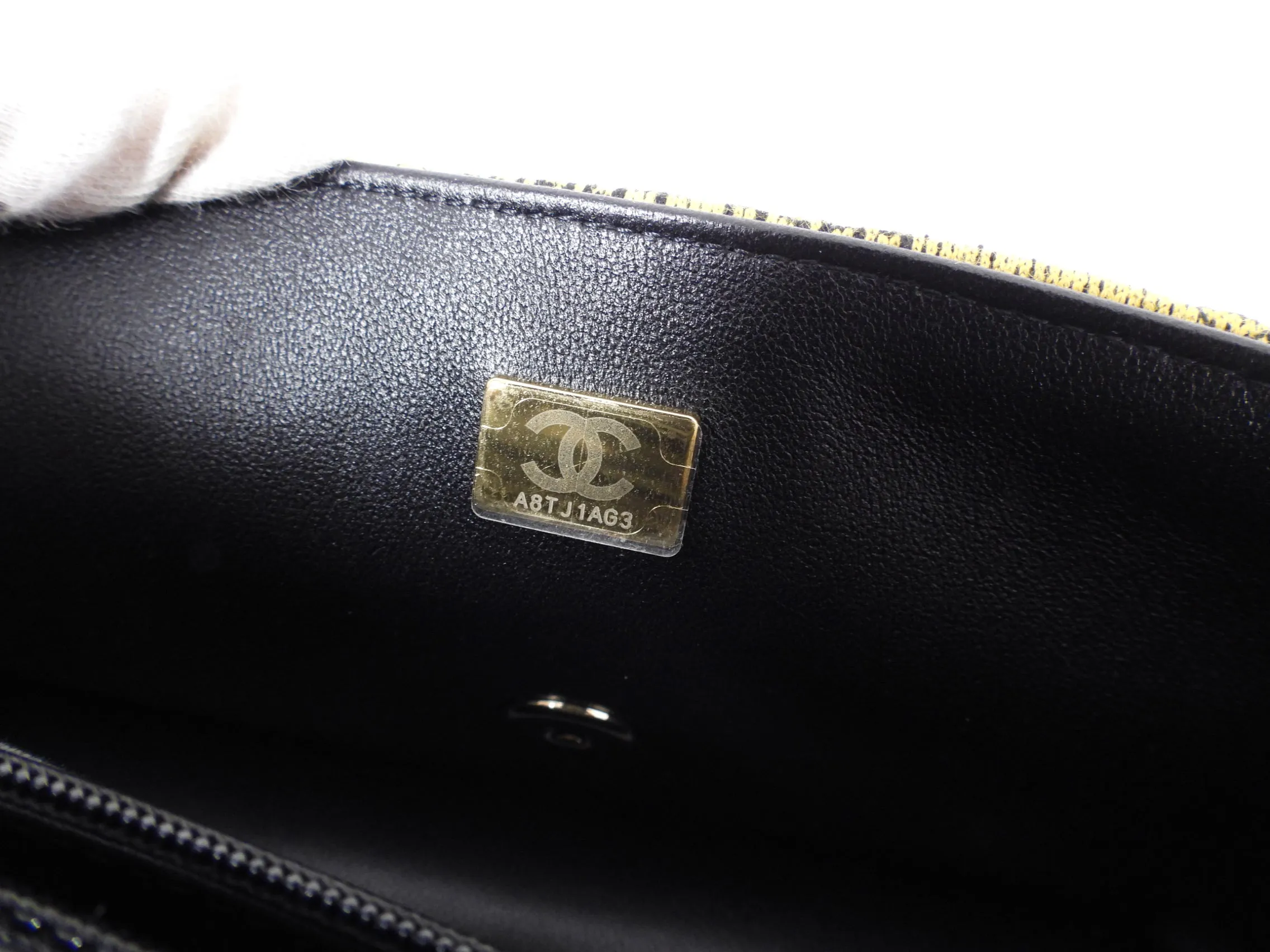 Chanel 22S Jersey Logo Mini Stripe Classic Flap Bag