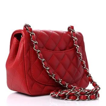 CHANEL LAMBSKIN QUILTED MINI BAG IN DARK RED