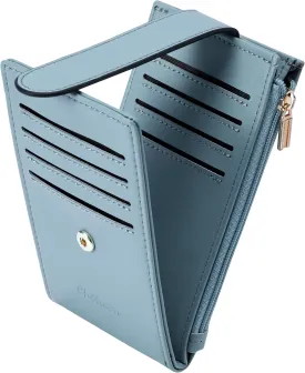 Chelmon Womens Wallet Slim RFID Blocking Bifold Multi Card Case Wallet with Zipper Pocket (Blue)