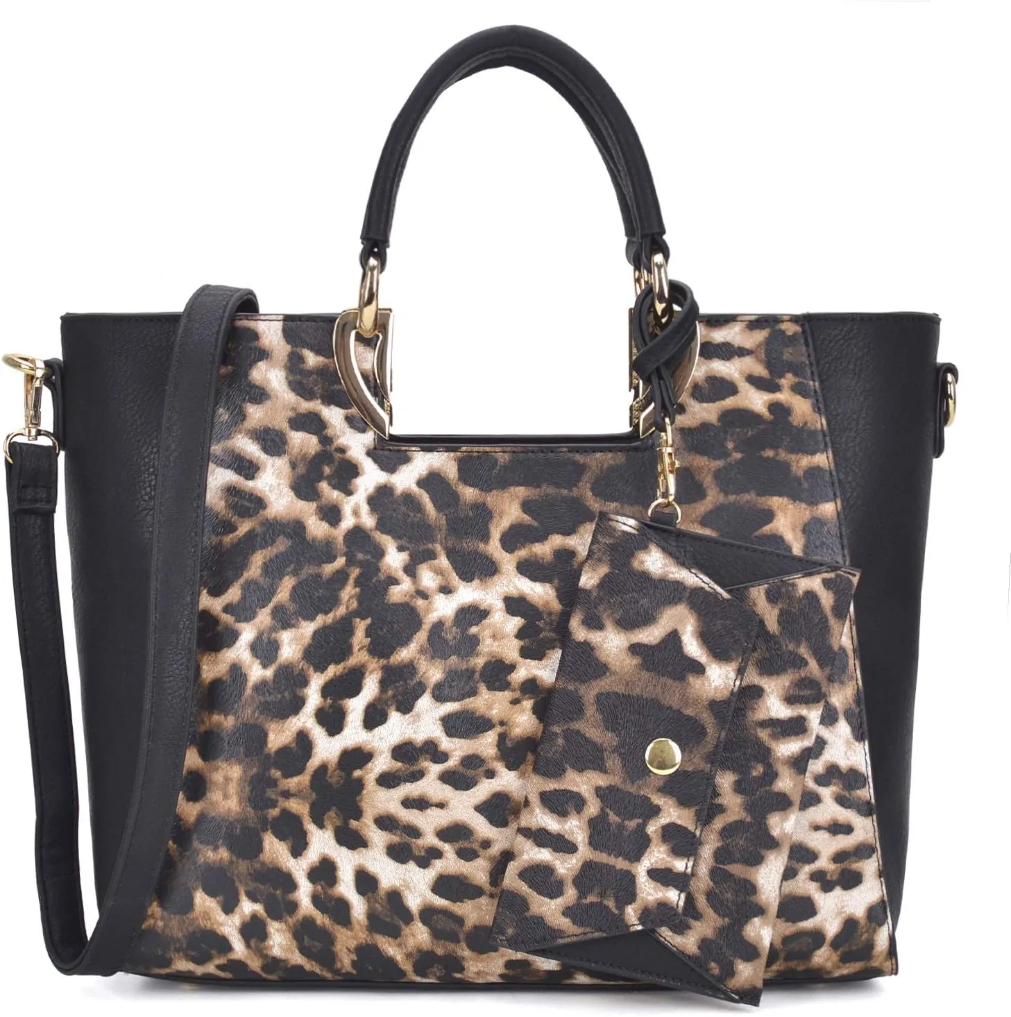 Dasein Women Two Tone Handbag Purse Top Handle Shoulder Bag Tote Hobo Work Bag w/Matching Clutch