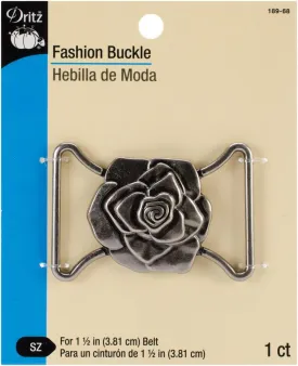 Dritz 189-68 - Fashion Buckle for 1-1/2" Belt-Antique Silver -Rose Design