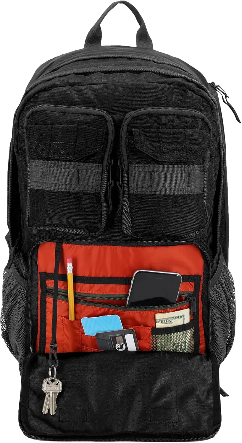 Eddie Bauer Cargo Tactical Backpack | Adventure | Heavy Duty | Outdoor | Water Resistant | 600D Polyester, Black, 30L