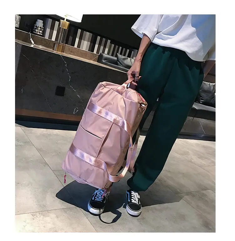 Essentials Dry Wet Separation Weekender Bag Gym Duffle Bag With Shoe Compartment-Pink,Black