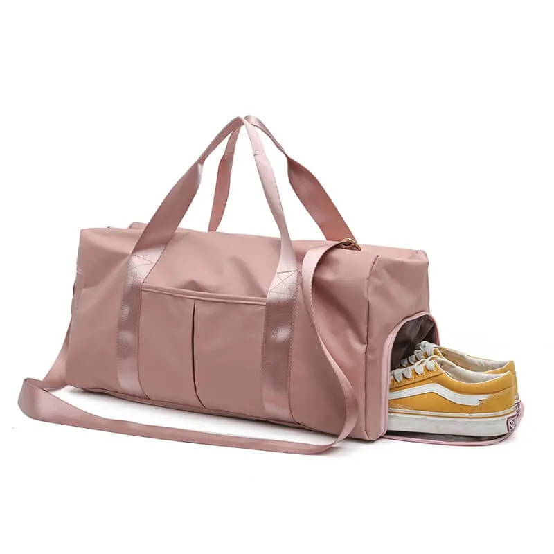 Essentials Dry Wet Separation Weekender Bag Gym Duffle Bag With Shoe Compartment-Pink,Black
