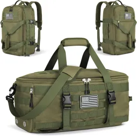 ETRONIK Gym Bags for Men, Large Tactical Duffle Backpack with Shoe Compartment, 3 in 1 Carry on Bag Travel Backpack with Wet Pocket, Weekender Overnight Range Bag for Workout Football Gym, Green