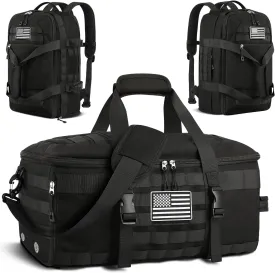 ETRONIK Gym Bags for Men, Large Tactical Duffle Bag Backpack with Shoe Compartment, 3 in 1 Carry on Bag Travel Backpack with Wet Pocket, Weekender Overnight Range Bag for Workout Football Gym, Black