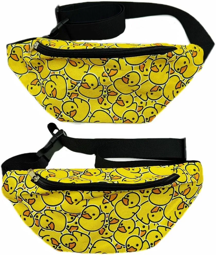 Fashionable Waist Pouch Mini Belt Bag Youthful Fanny Pack Yellow Rubber Duck Pattern Fanny Pack Waist Pack Cute Unisex Fanny Pack for Shopping Running Traveling 2PCS per Pack