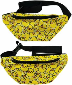 Fashionable Waist Pouch Mini Belt Bag Youthful Fanny Pack Yellow Rubber Duck Pattern Fanny Pack Waist Pack Cute Unisex Fanny Pack for Shopping Running Traveling 2PCS per Pack