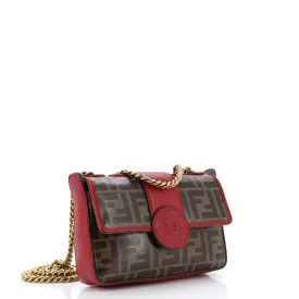 FF Logo Stamp Flap Bag Zucca Coated Canvas Mini