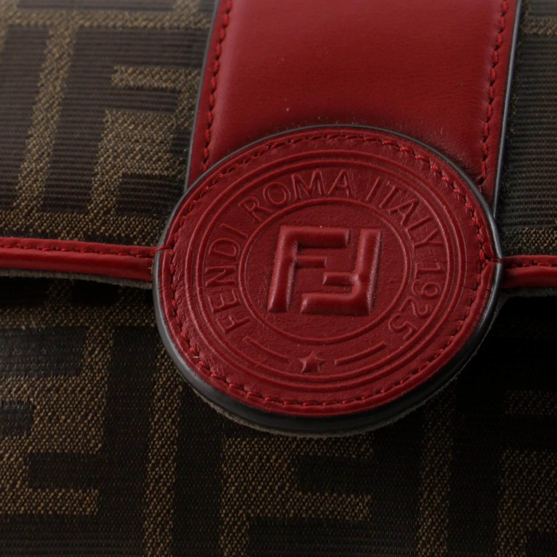 FF Logo Stamp Flap Bag Zucca Coated Canvas Mini