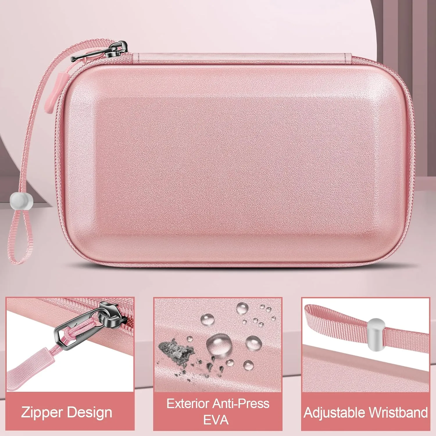 FINTIE Carrying Case for Nintendo New 2DS XL LL / New 3DS / 2DS / 3DS XL LL, Protective Hard Shell Portable Travel Cover Pouch with Game Card Slots & Inner Pocket, Rose Gold