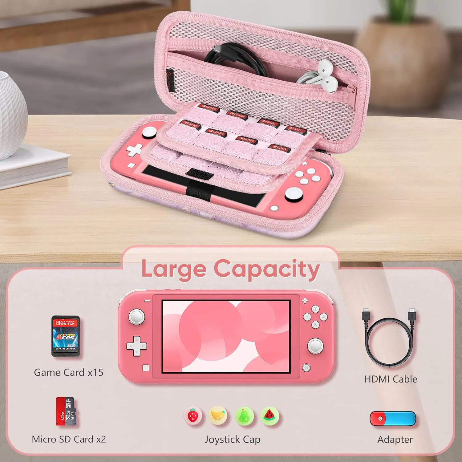FINTIE Carrying Case for Nintendo Switch Lite 2019, [Shockproof] Hard Shell Protective Cover Travel Bag with Game Card & Micro SD Card Slots for Switch Lite Console & Accessories, Dreamy Marble