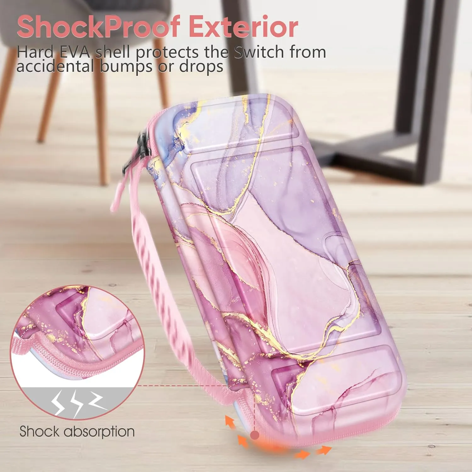 FINTIE Carrying Case for Nintendo Switch Lite 2019, [Shockproof] Hard Shell Protective Cover Travel Bag with Game Card & Micro SD Card Slots for Switch Lite Console & Accessories, Dreamy Marble