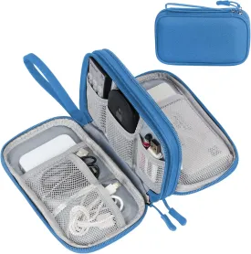FYY Electronic Organizer, Travel Organizer Bag Pouch, Electronic Accessories Carry Case, Portable Waterproof Double Layers All-in-One Storage Bag for Cable, Cord, Charger, Phone, Earphone, Cyan