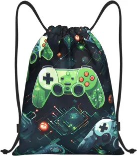 Gamepad Circuit Version Print Drawstring Gym Bag - Lightweight Foldable Cinch Backpack for Travel & Sports - for Yoga, Hiking