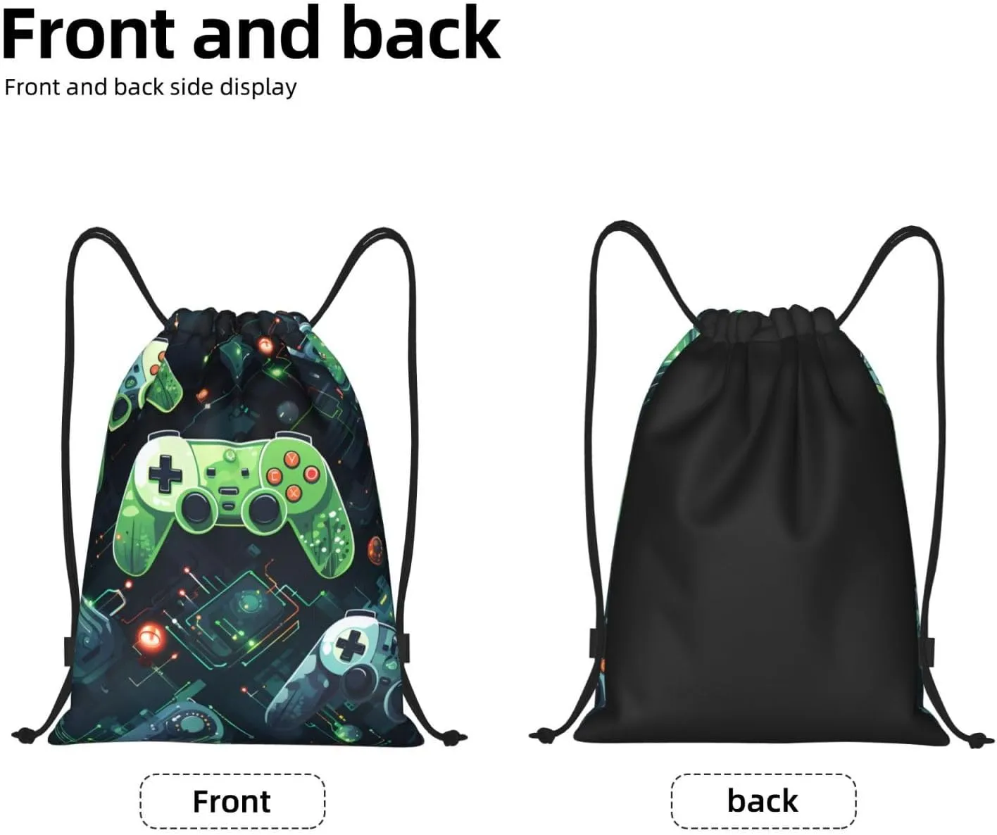 Gamepad Circuit Version Print Drawstring Gym Bag - Lightweight Foldable Cinch Backpack for Travel & Sports - for Yoga, Hiking