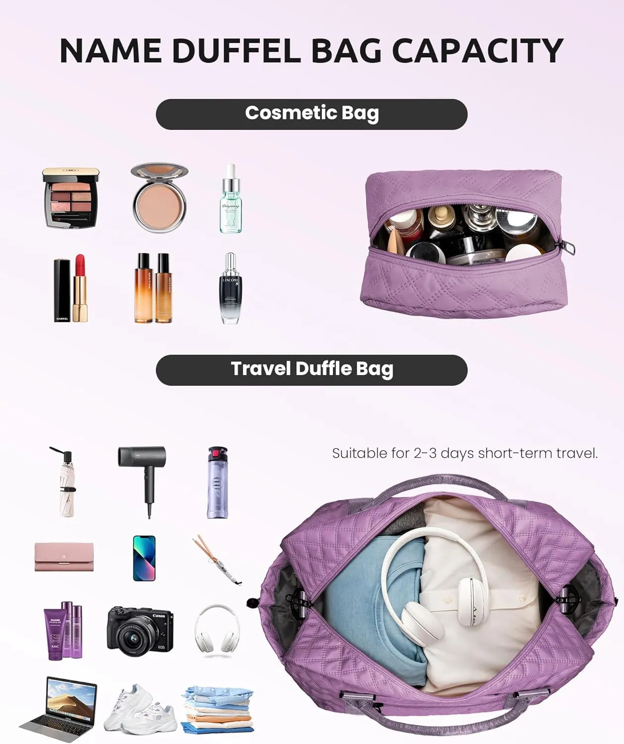 Gifts for Sister-Travel Bag for Women Shoe Compartment, Personalized Weekender Bag, Monogram Overnight Bag, Letter Travel Bag with Makeup BagSister Friend Girlfriend Gifts (Letter N)